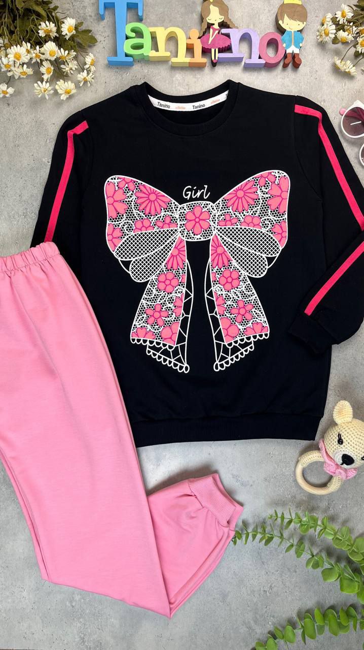 تصویر بلوز و شلوار دخترانه پاپیونی سایز بزرگ - ۶۰ 